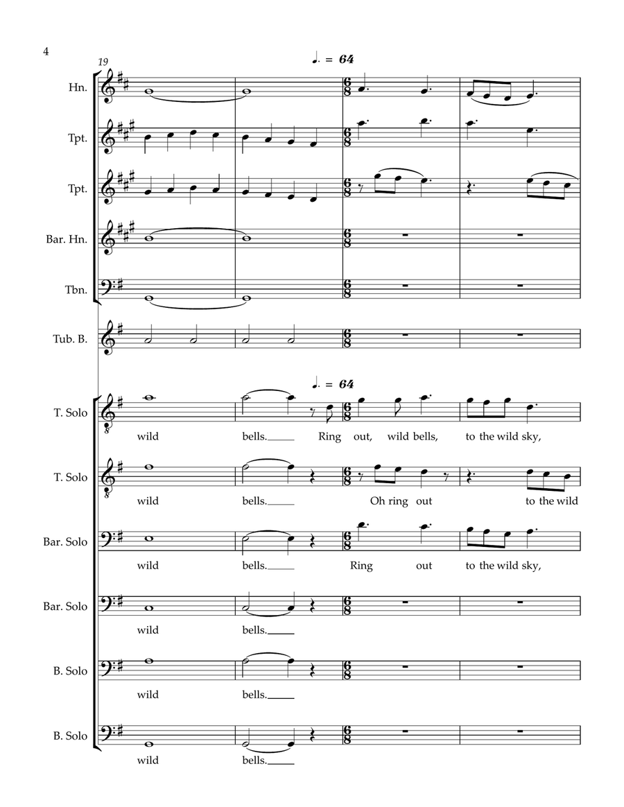 W L Larsen - Ring Out, Wild Bells TTBB scores gallery preview page 6