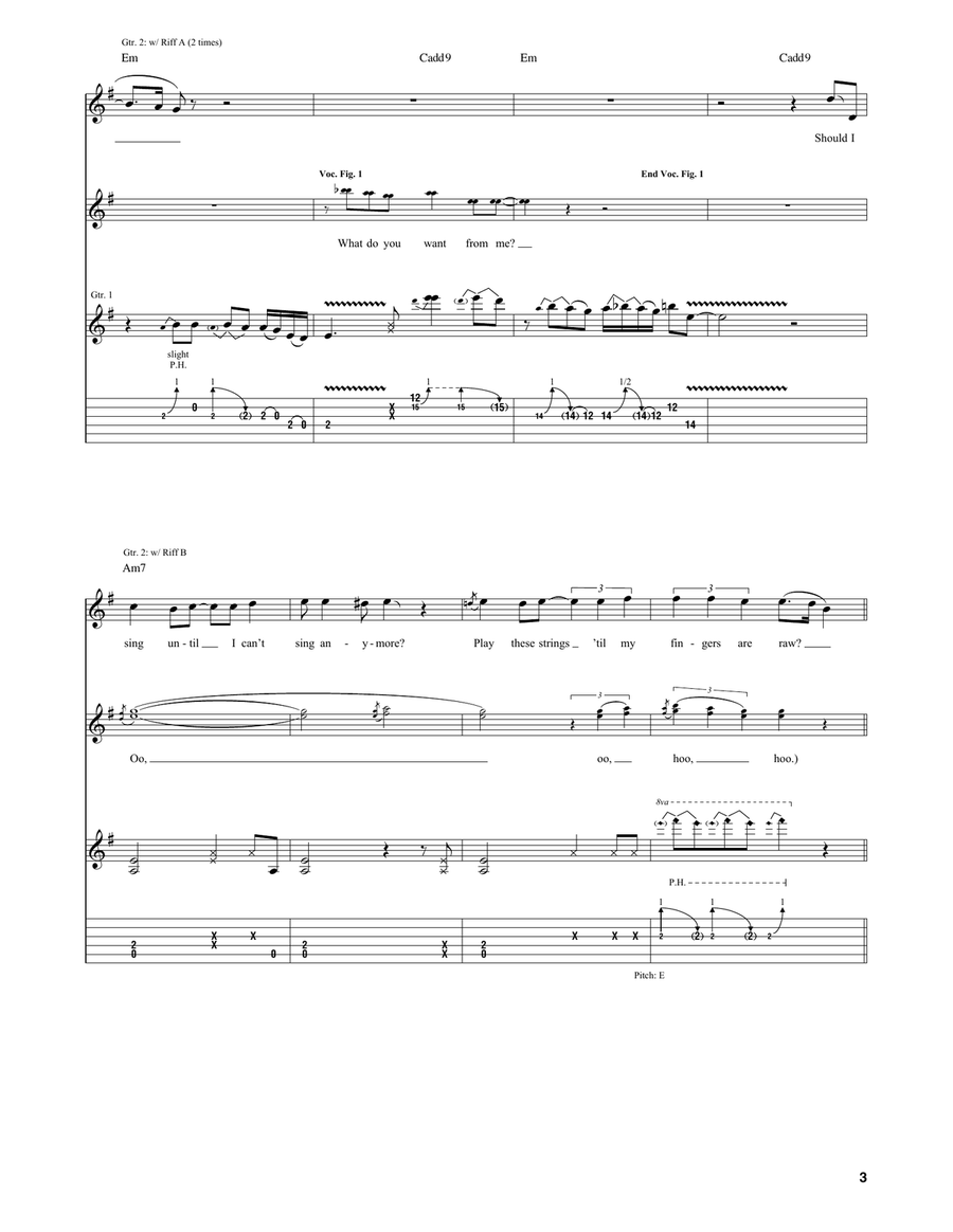 What Do You Want From Me What Do You Want From Me Guitar Tablature scores gallery preview page 3