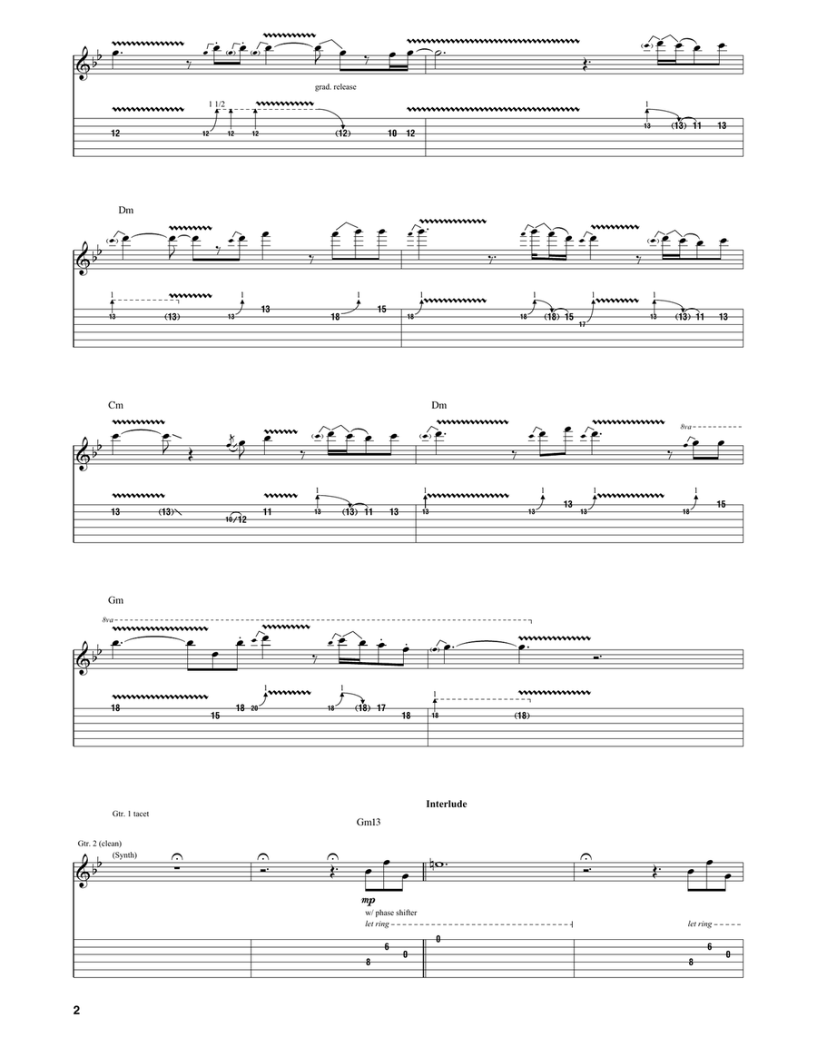 Shine On You Crazy Diamond (Parts 1-5) Guitar Tablature scores gallery preview page 2