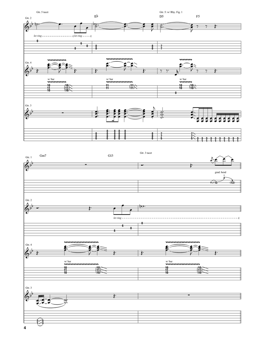 Shine On You Crazy Diamond (Parts 1-5) Guitar Tablature scores gallery preview page 4
