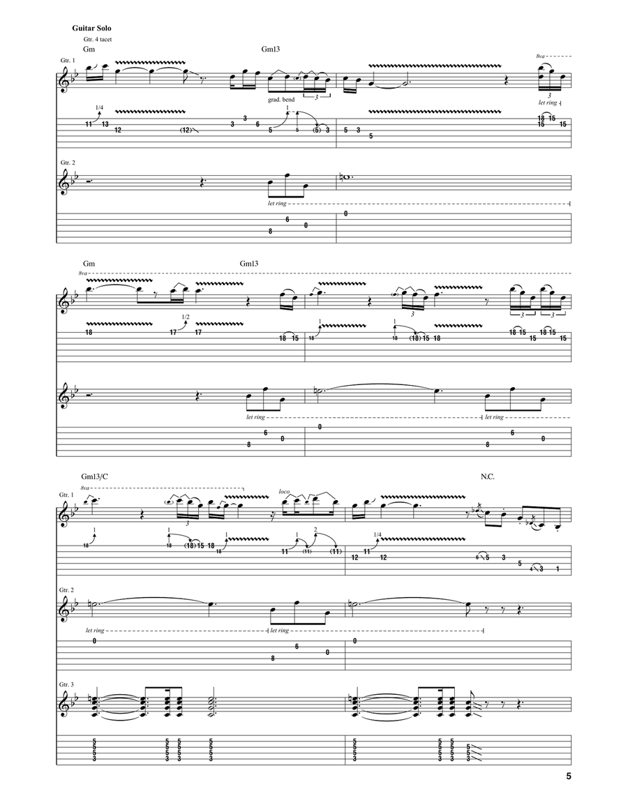 Shine On You Crazy Diamond (Parts 1-5) Guitar Tablature scores gallery preview page 5