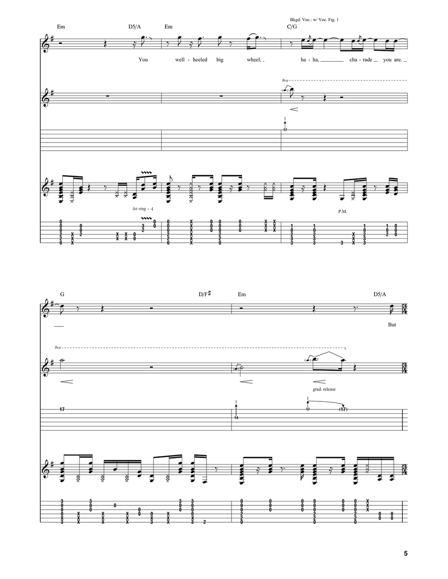 Pigs (Three Different Ones) Guitar Tablature scores gallery preview page 5