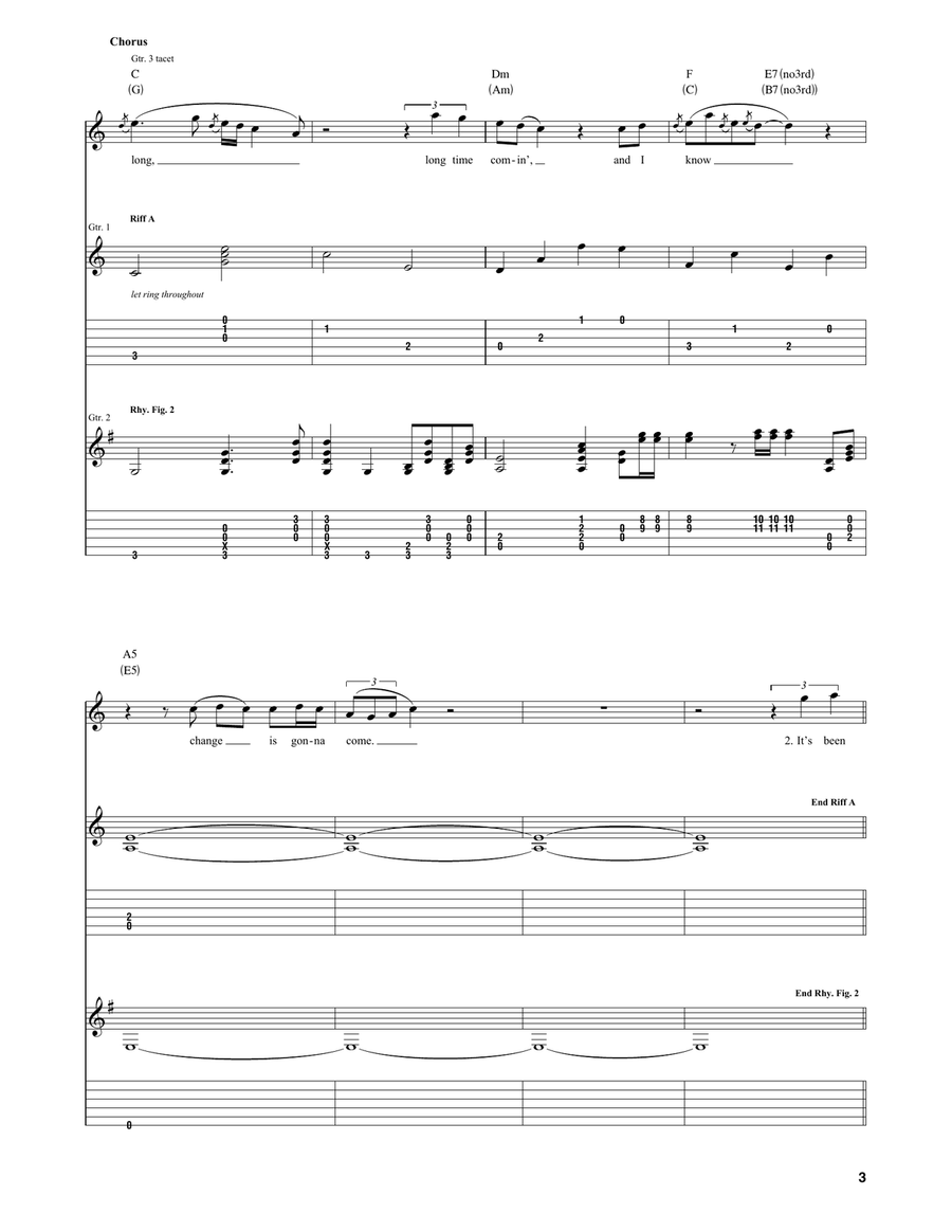 A Change Is Gonna Come A Change Is Gonna Come Guitar Tablature scores gallery preview page 3