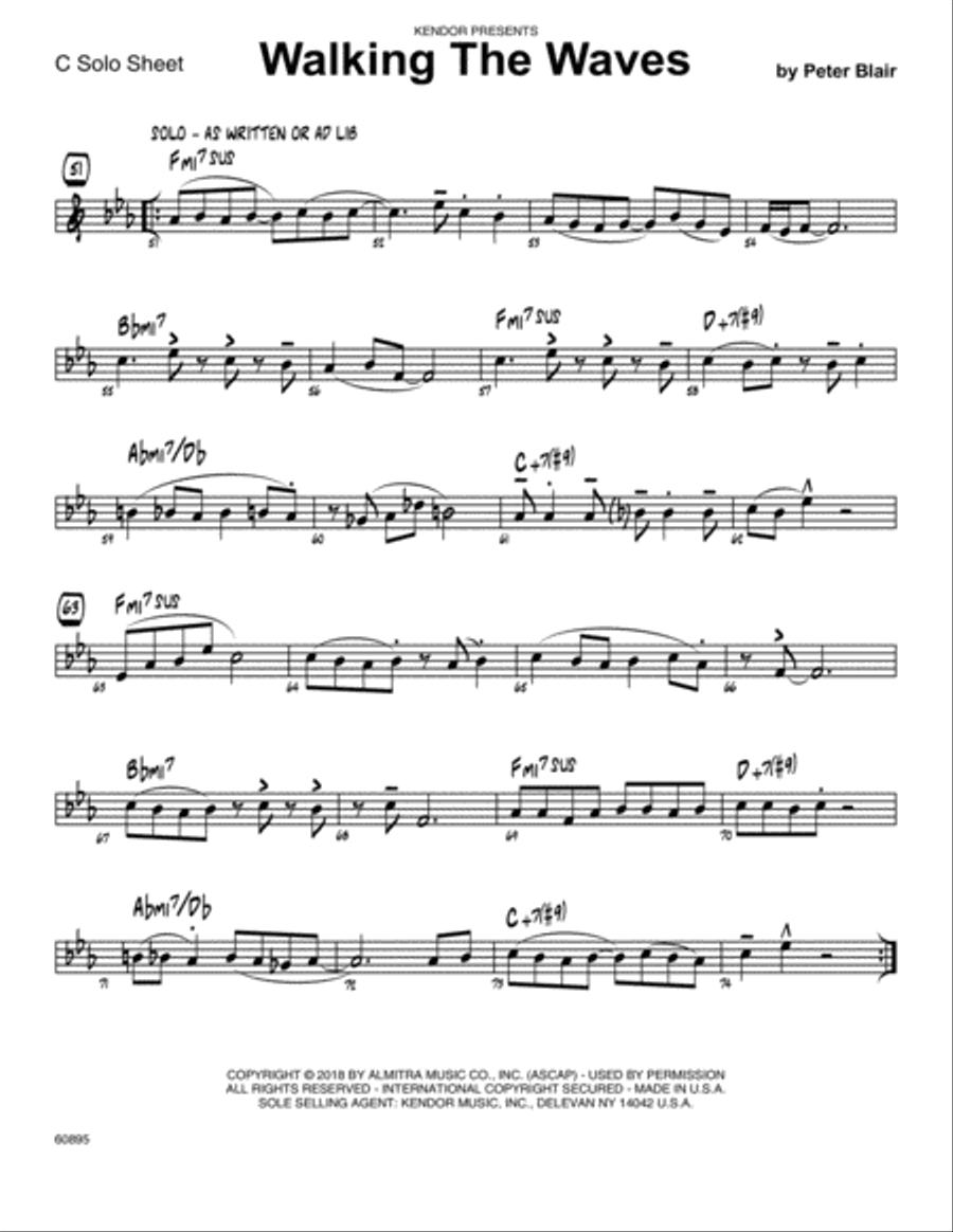 Walking The Waves - C Solo Sheet Part scores gallery preview page 1