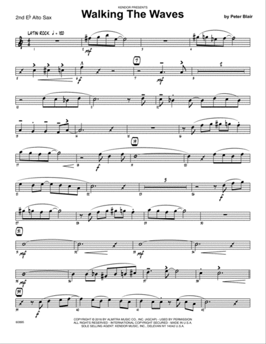 Walking The Waves - 2nd Eb Alto Saxophone Alto Saxophone scores gallery preview page 1