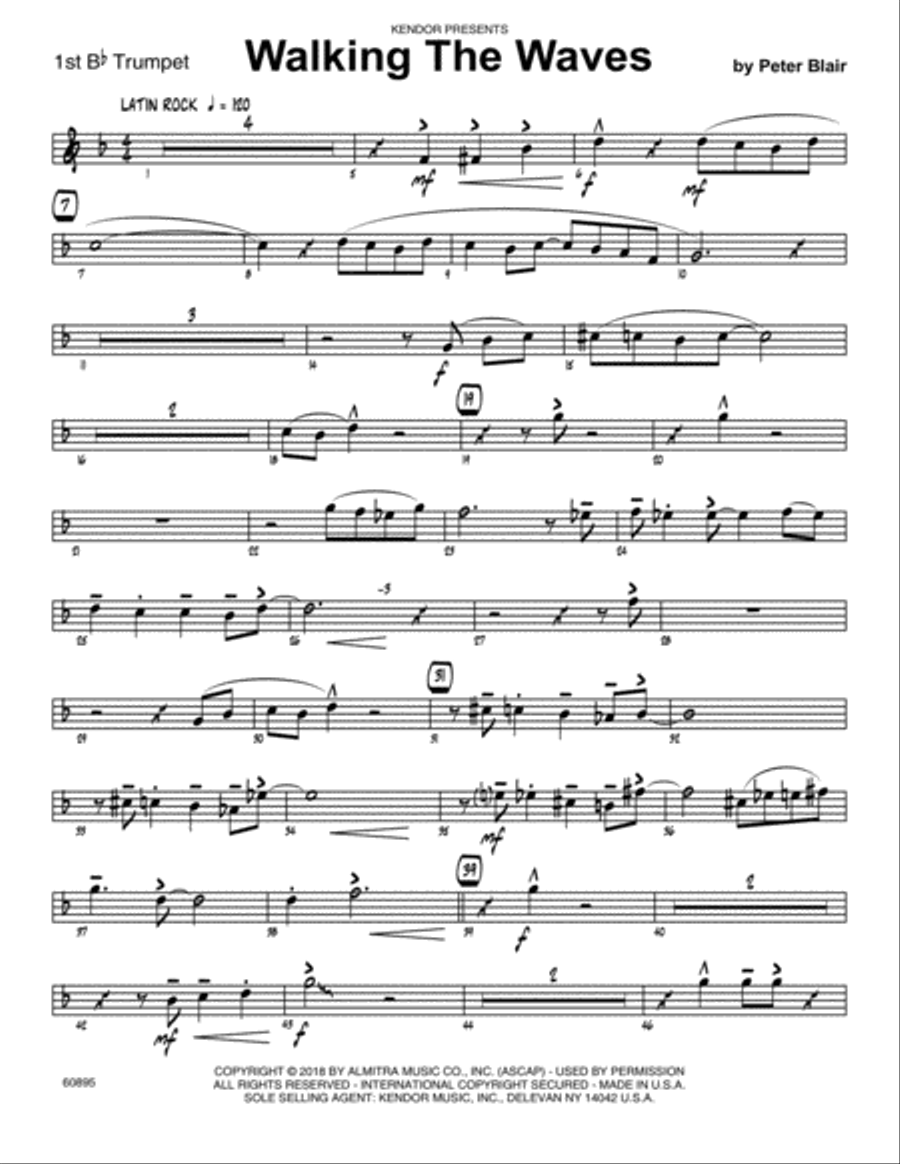 Walking The Waves - 1st Bb Trumpet B-Flat Trumpet scores gallery preview page 1