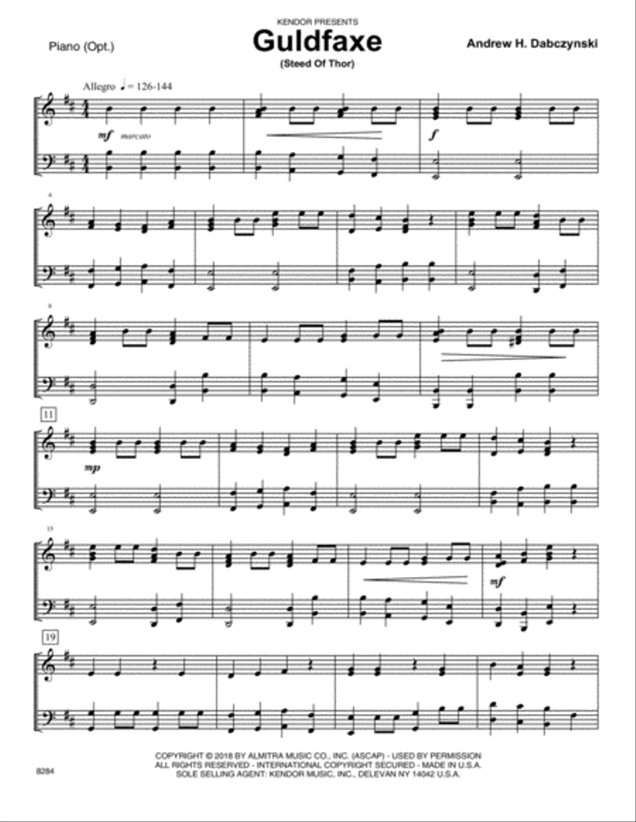 Guldfaxe (Steed Of Thor) - Piano Accompaniment Piano Accompaniment scores gallery preview page 1