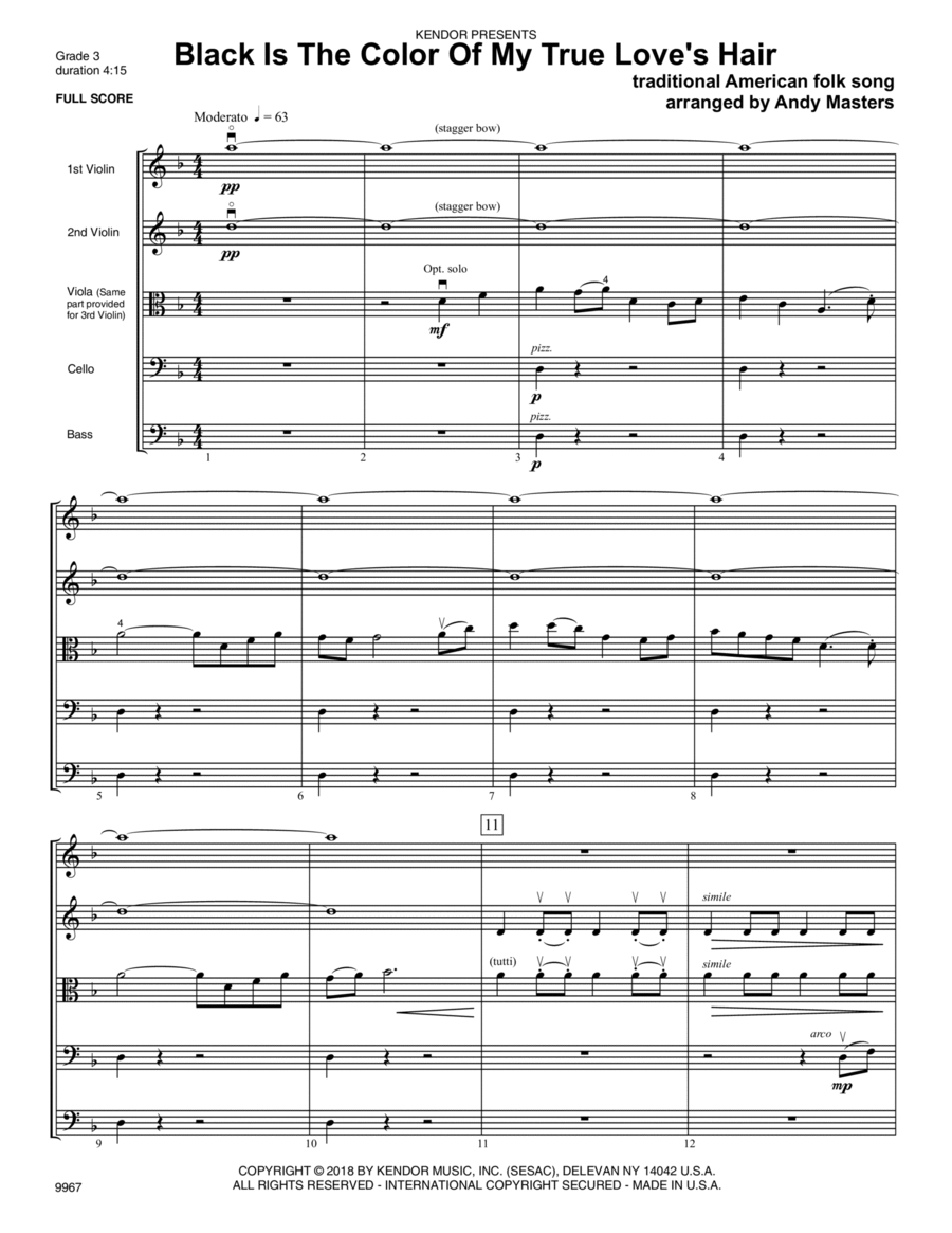 Black Is The Color of My True Love's Hair - Full Score Score scores gallery preview page 1