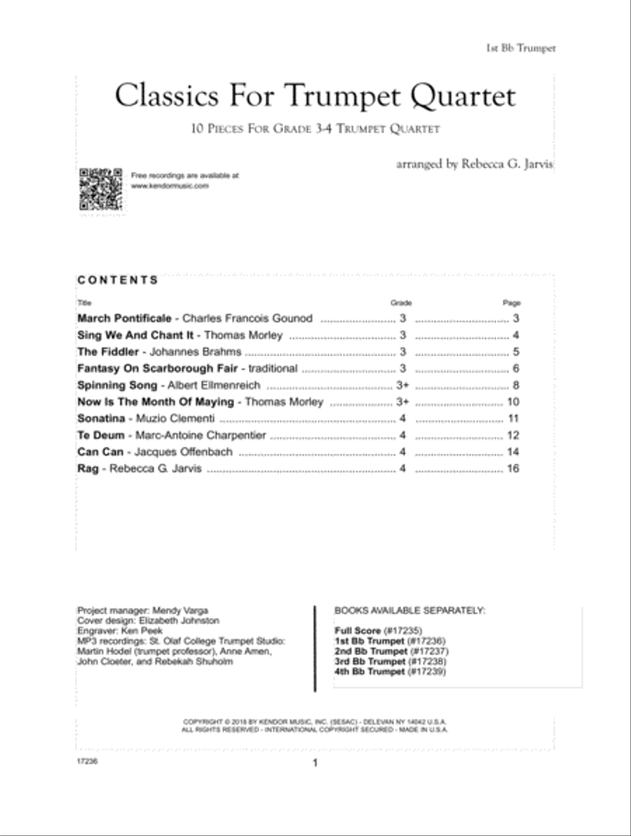 Classics For Trumpet Quartet - 1st Trumpet Trumpet scores gallery preview page 1