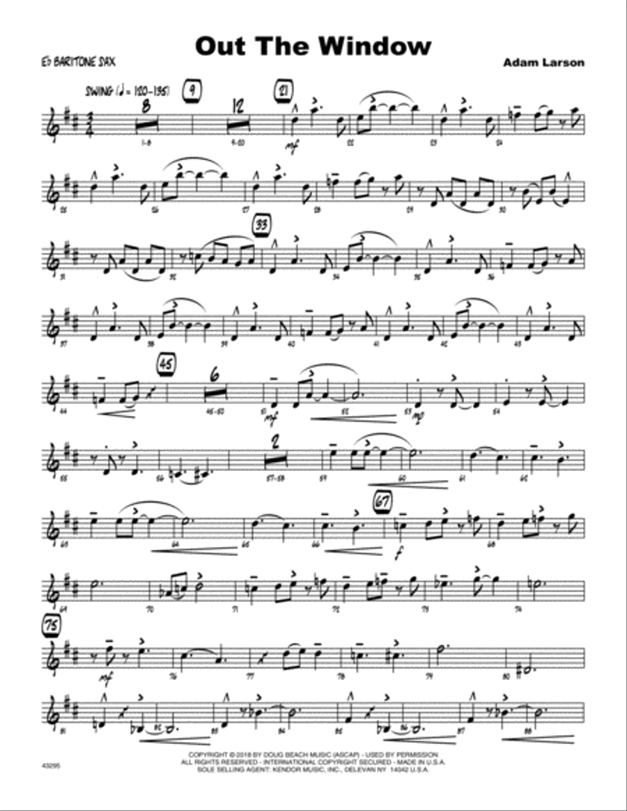 Out The Window - Eb Baritone Saxophone Baritone Saxophone scores gallery preview page 1