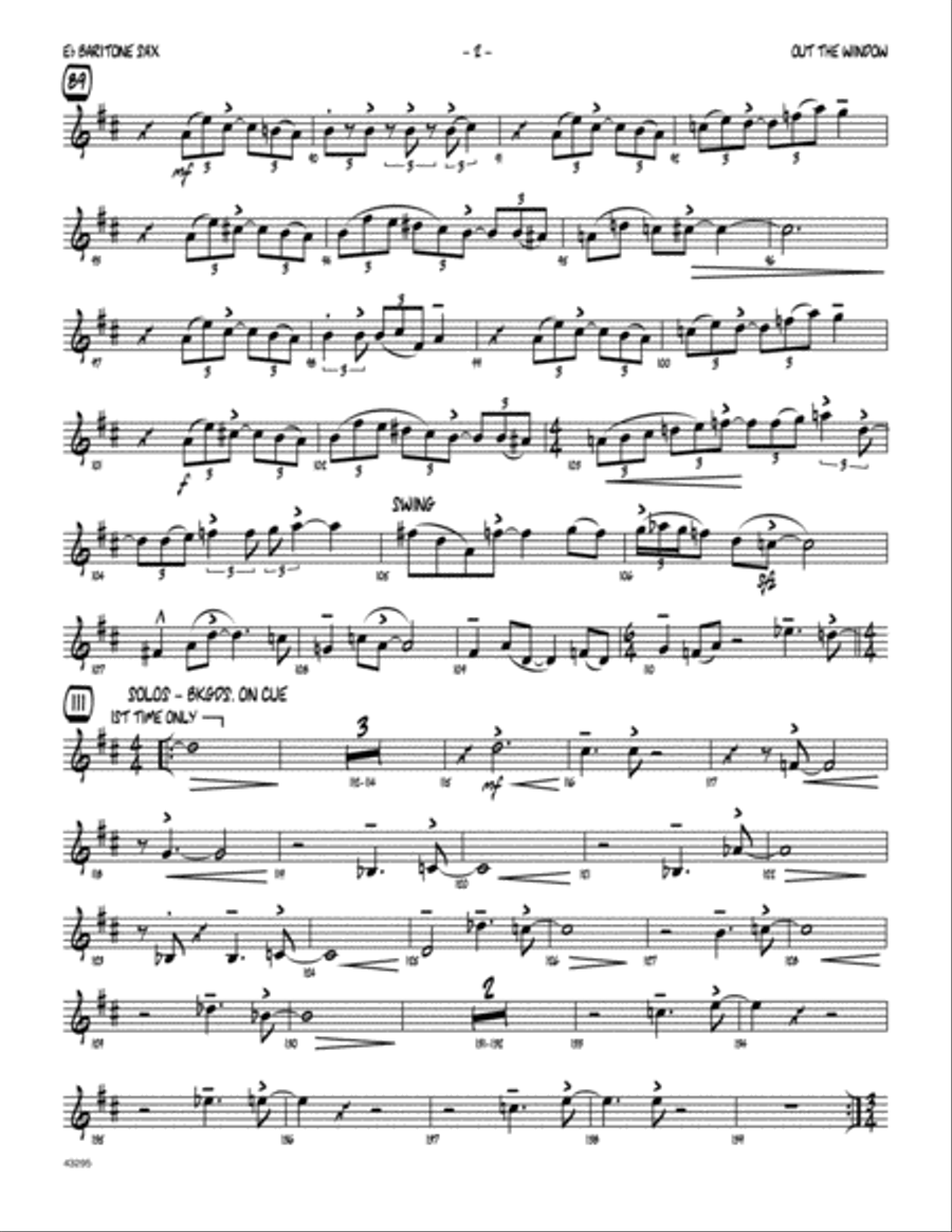 Out The Window - Eb Baritone Saxophone Baritone Saxophone scores gallery preview page 2