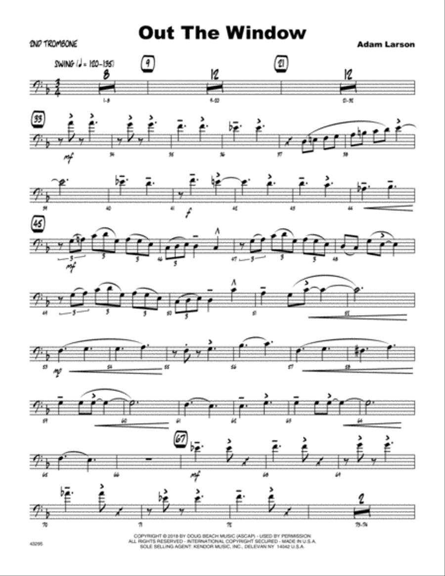 Out The Window - 2nd Trombone Trombone scores gallery preview page 1