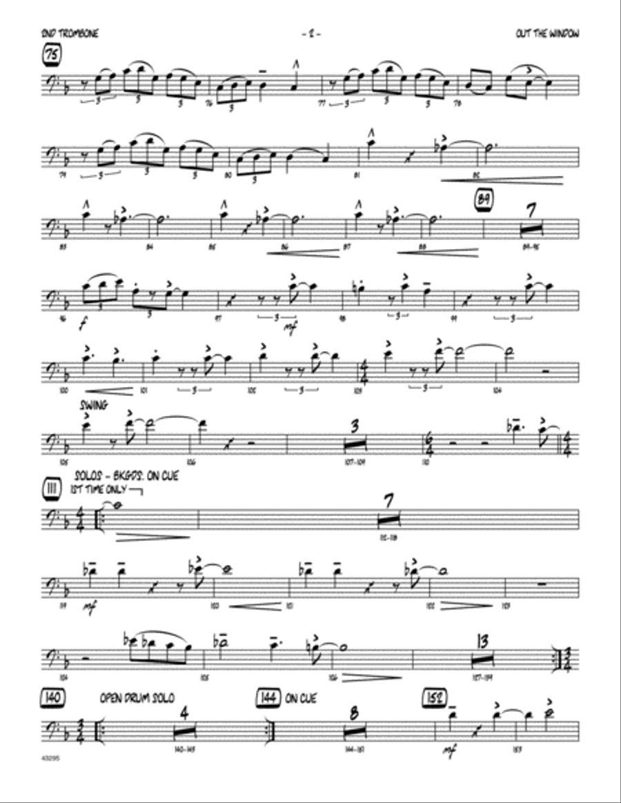 Out The Window - 2nd Trombone Trombone scores gallery preview page 2