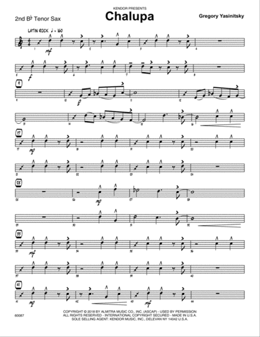 Chalupa - 2nd Bb Tenor Saxophone Tenor Saxophone scores gallery preview page 1