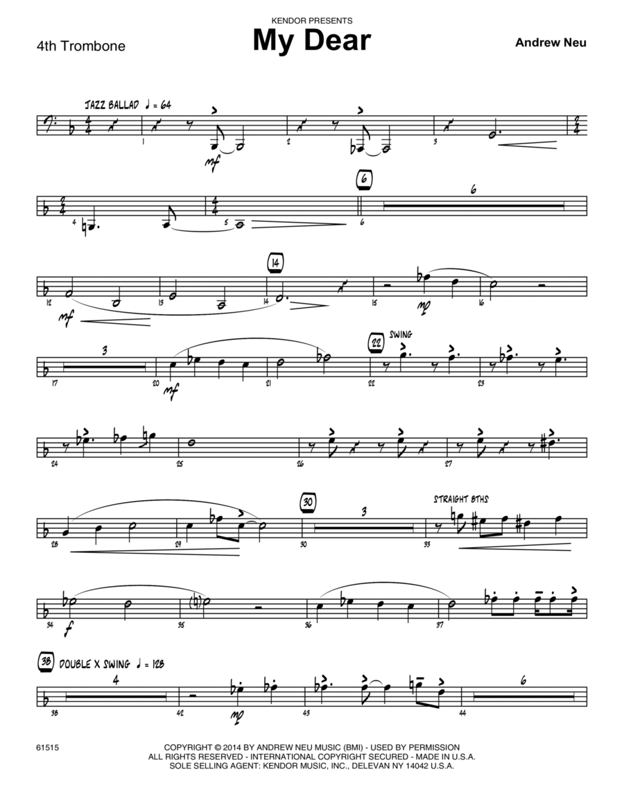 My Dear - 4th Trombone Trombone scores gallery preview page 1