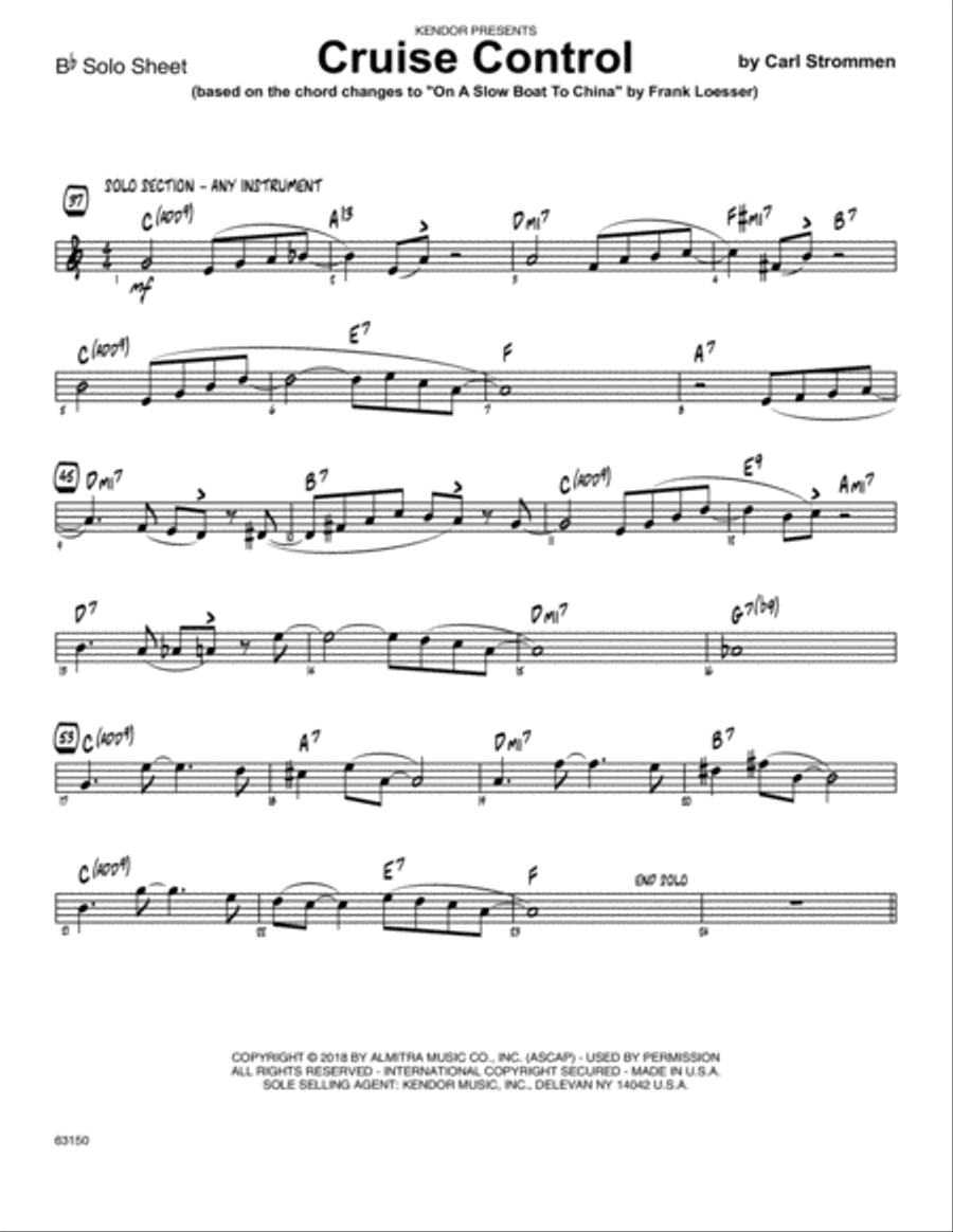 Cruise Control - Bb Solo Sheet Part scores gallery preview page 1