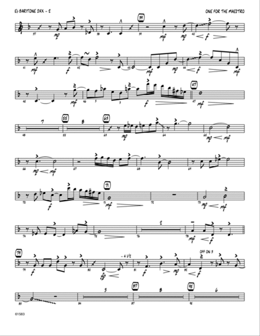 One For The Maestro - Eb Baritone Saxophone Baritone Saxophone scores gallery preview page 2