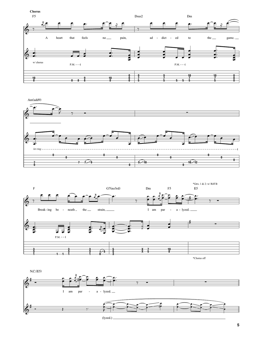 Paralyzed Paralyzed Guitar Tablature scores gallery preview page 5