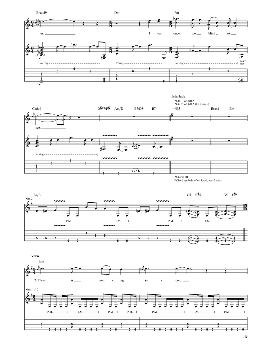 Fall Into The Light Guitar Tablature scores gallery preview page 5