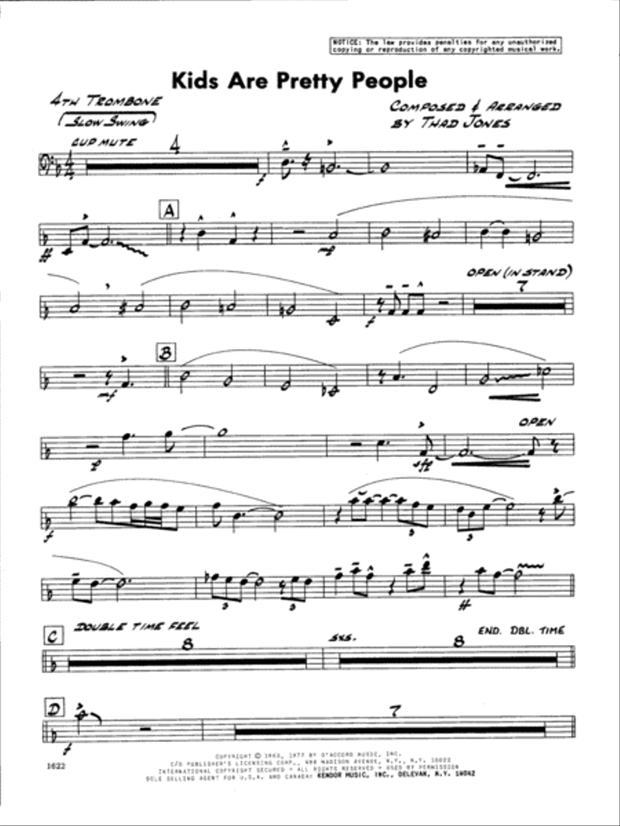 Kids Are Pretty People - 4th Trombone Trombone scores gallery preview page 1