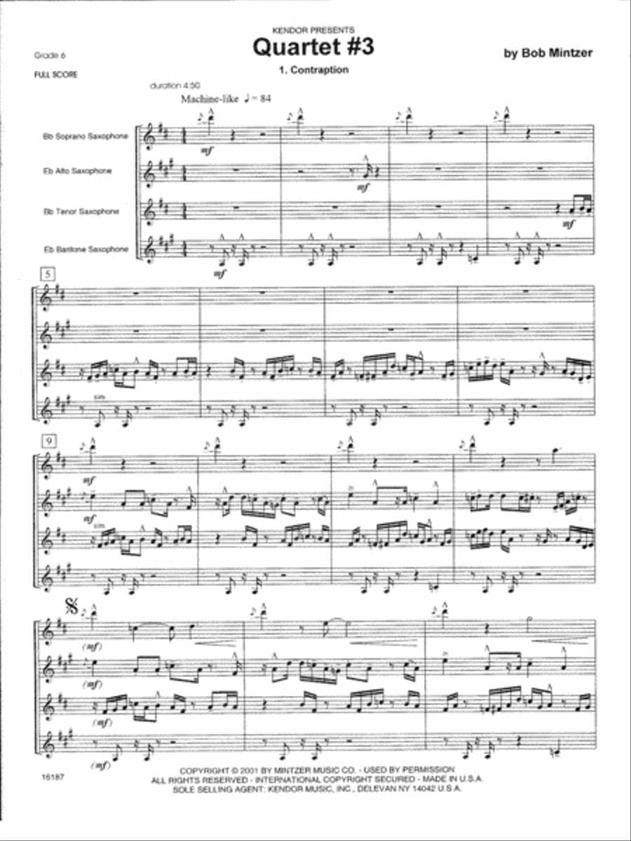Quartet #3 - Full Score Woodwind Ensemble scores gallery preview page 1
