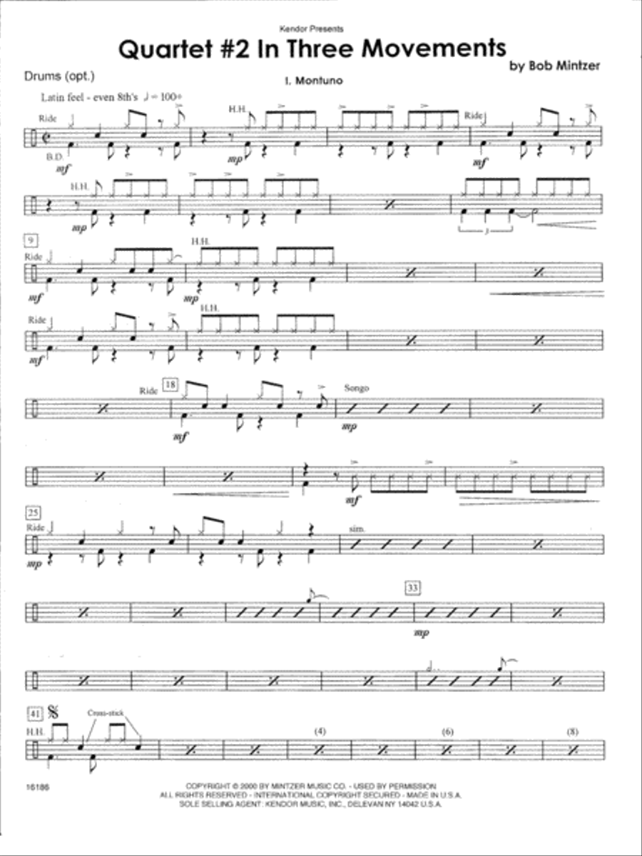 Quartet #2 In Three Movements - Drum Set Drum Set scores gallery preview page 1