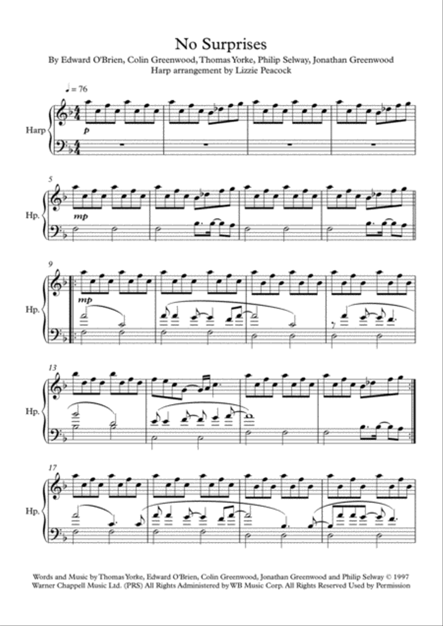 No Surprises Harp scores gallery preview page 1