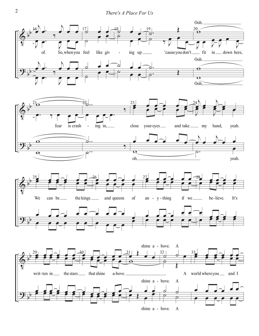 There's A Place For Us There's A Place For Us TTBB scores gallery preview page 2