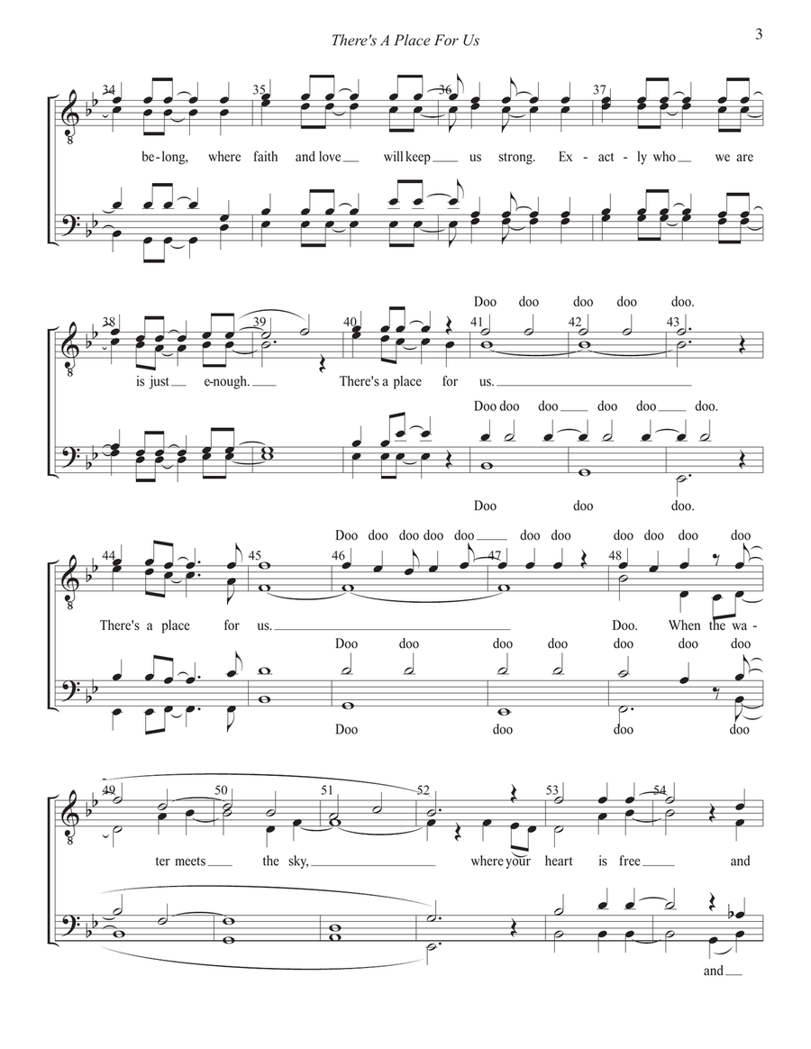 There's A Place For Us There's A Place For Us TTBB scores gallery preview page 3