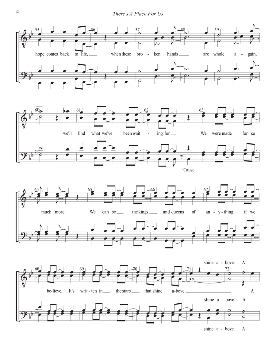 There's A Place For Us There's A Place For Us TTBB scores gallery preview page 4