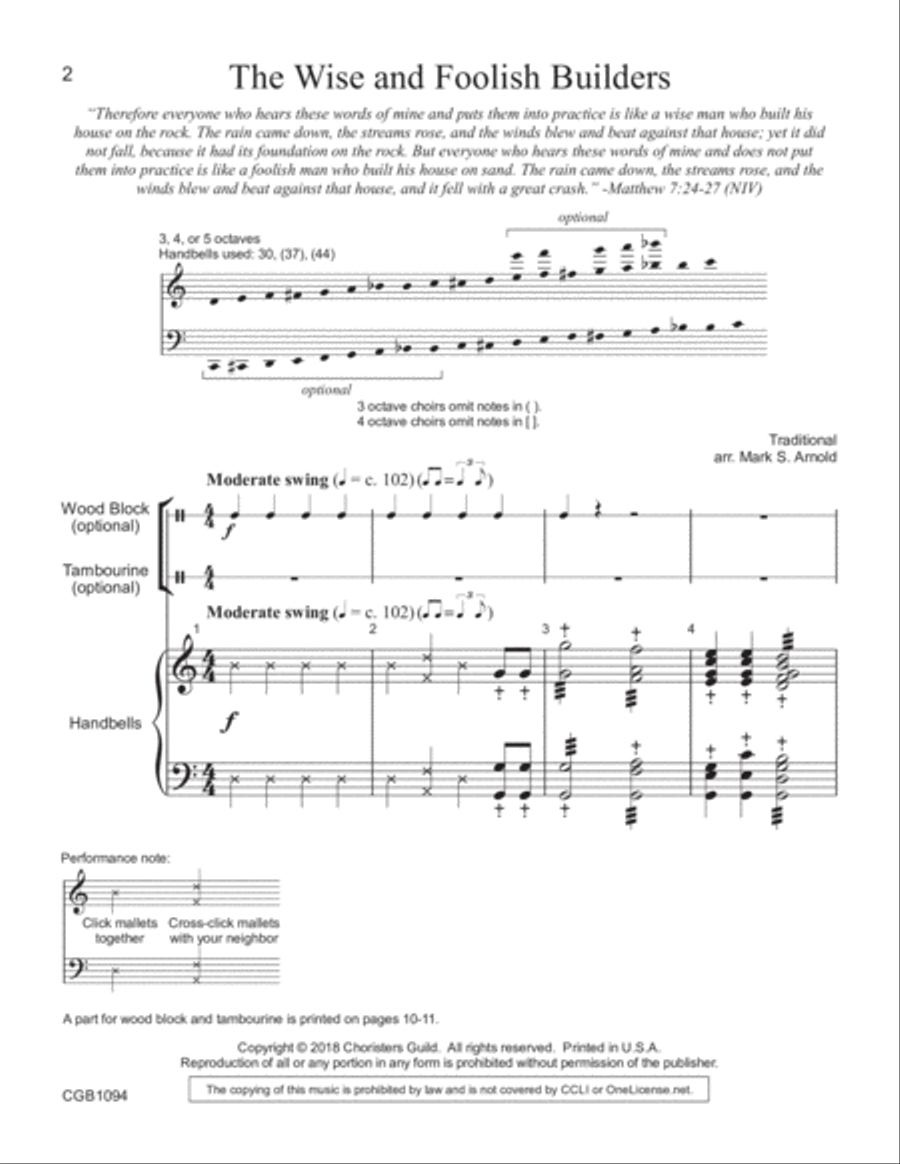 The Wise and Foolish Builders Handbell Choir scores gallery preview page 2