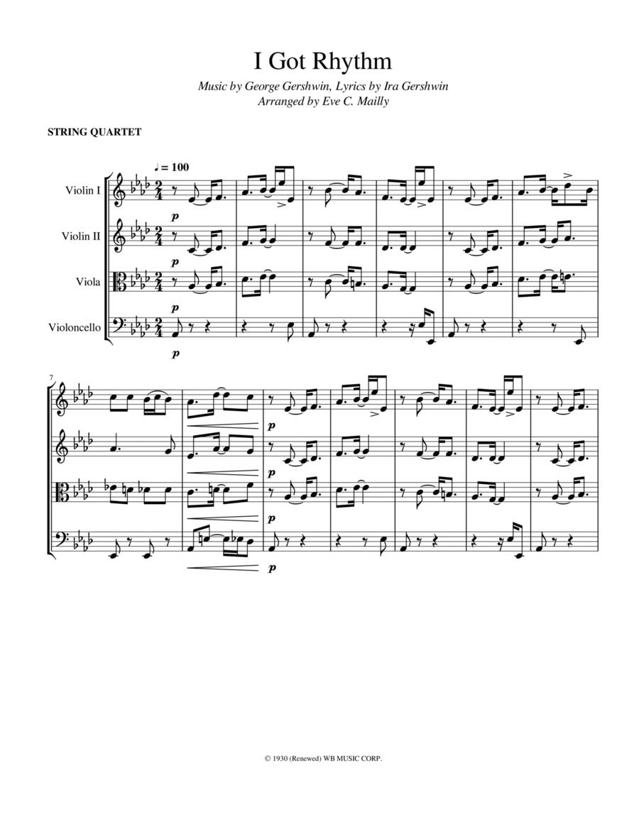 I Got Rhythm String Quartet scores gallery preview page 1