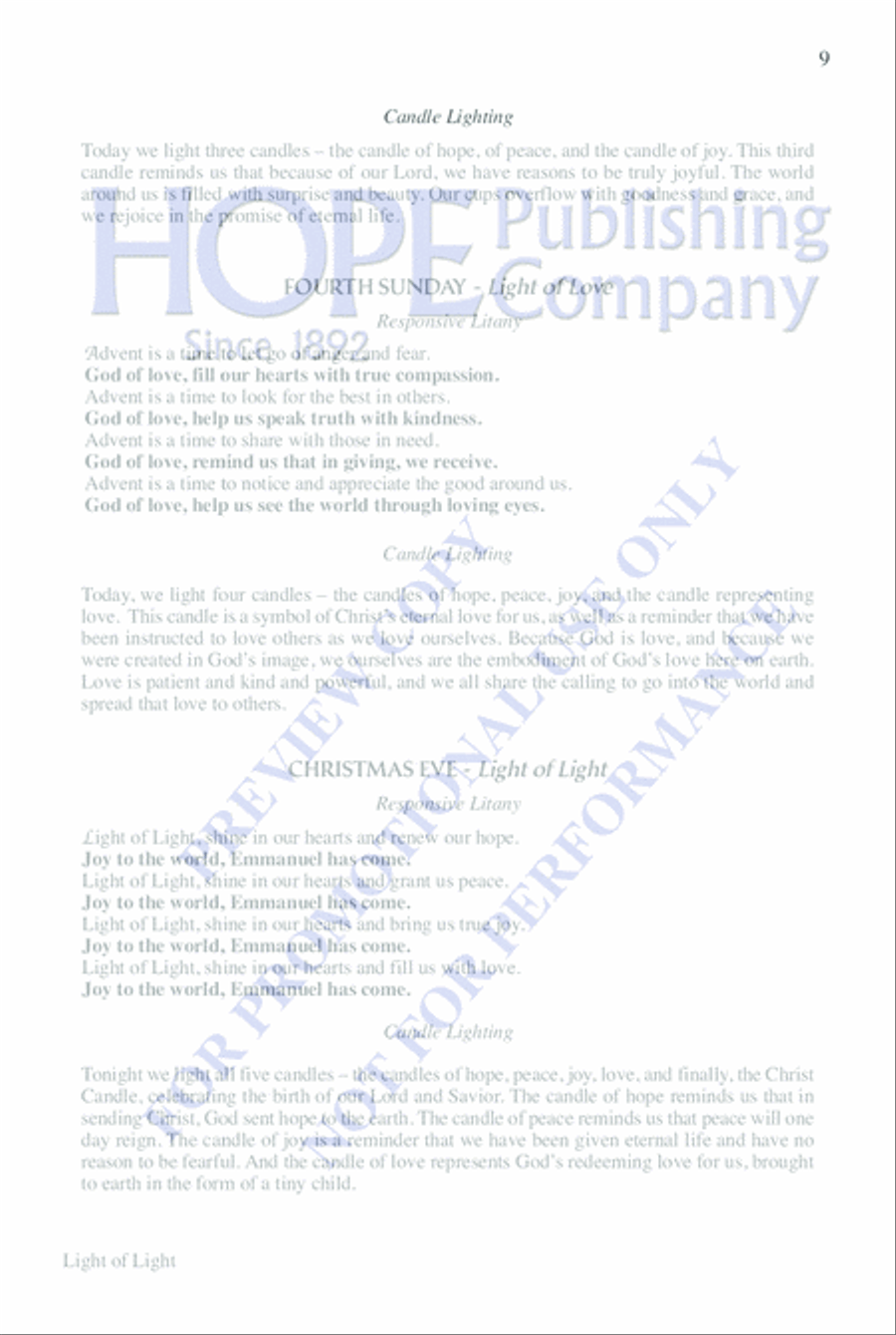 Light of Light: A Candle Lighting Ceremony for Advent 4-Part scores gallery preview page 9