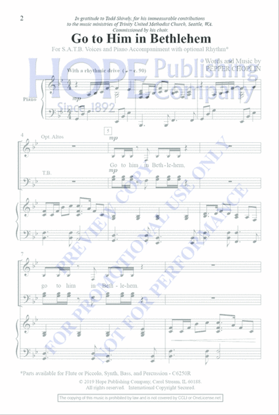 Go To Him In Bethlehem Go To Him In Bethlehem 4-Part scores gallery preview page 2