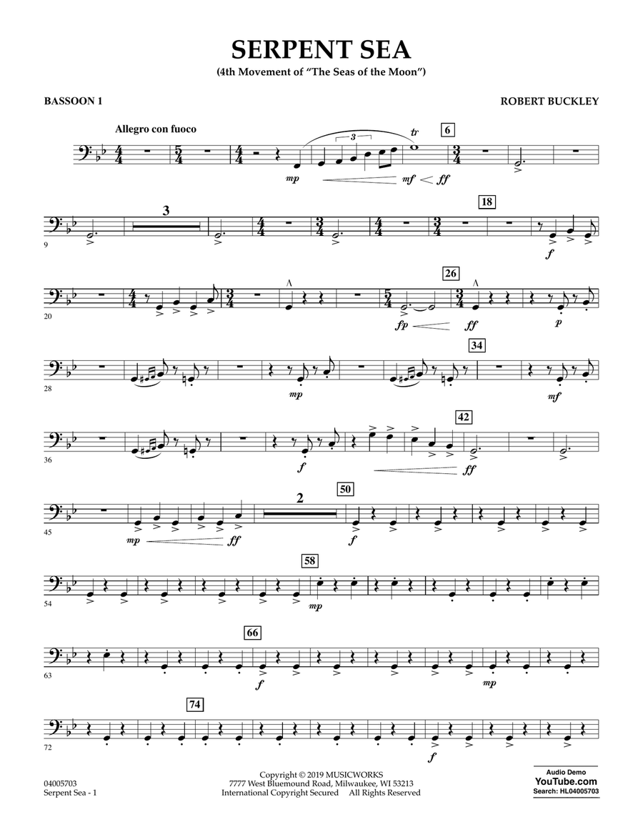 Serpent Sea - Bassoon 1 Serpent Sea - Bassoon 1 Concert Band scores gallery preview page 1