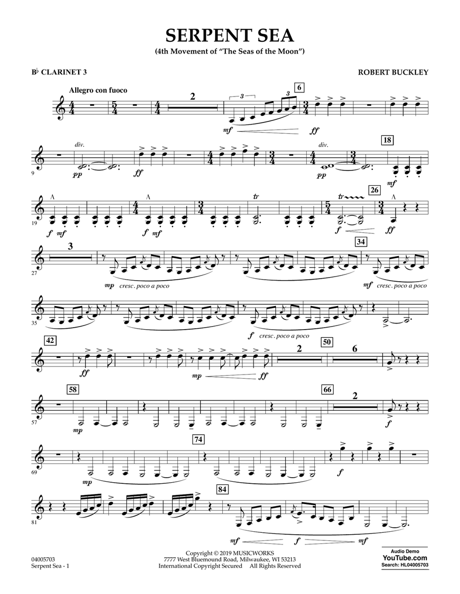 Serpent Sea - Bb Clarinet 3 Concert Band scores gallery preview page 1
