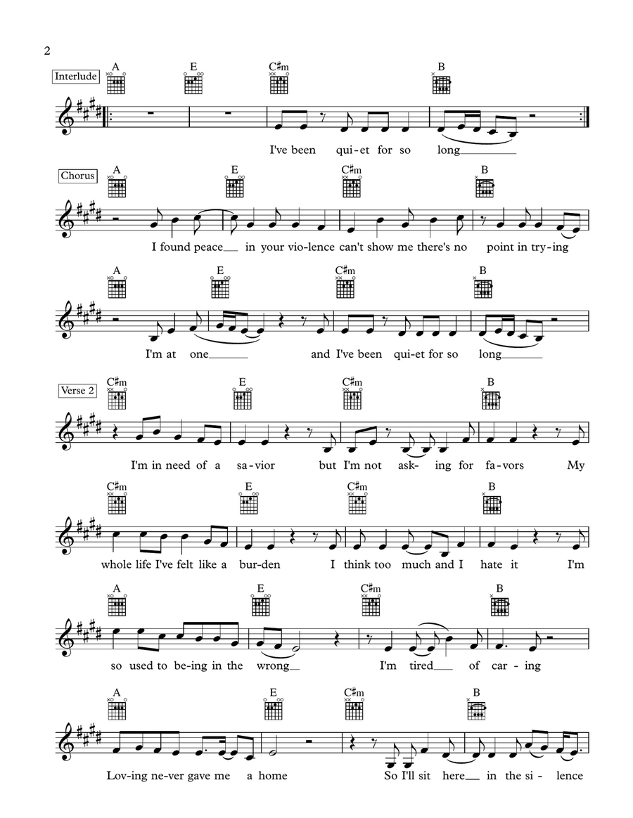 Silence Silence Guitar scores gallery preview page 2