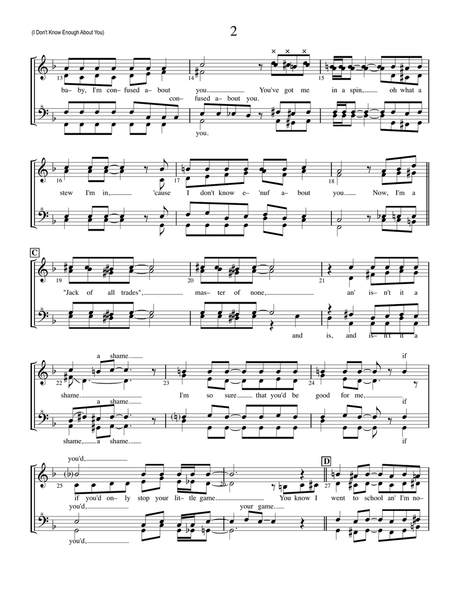 I Don't Know Enough About You SSAA scores gallery preview page 2
