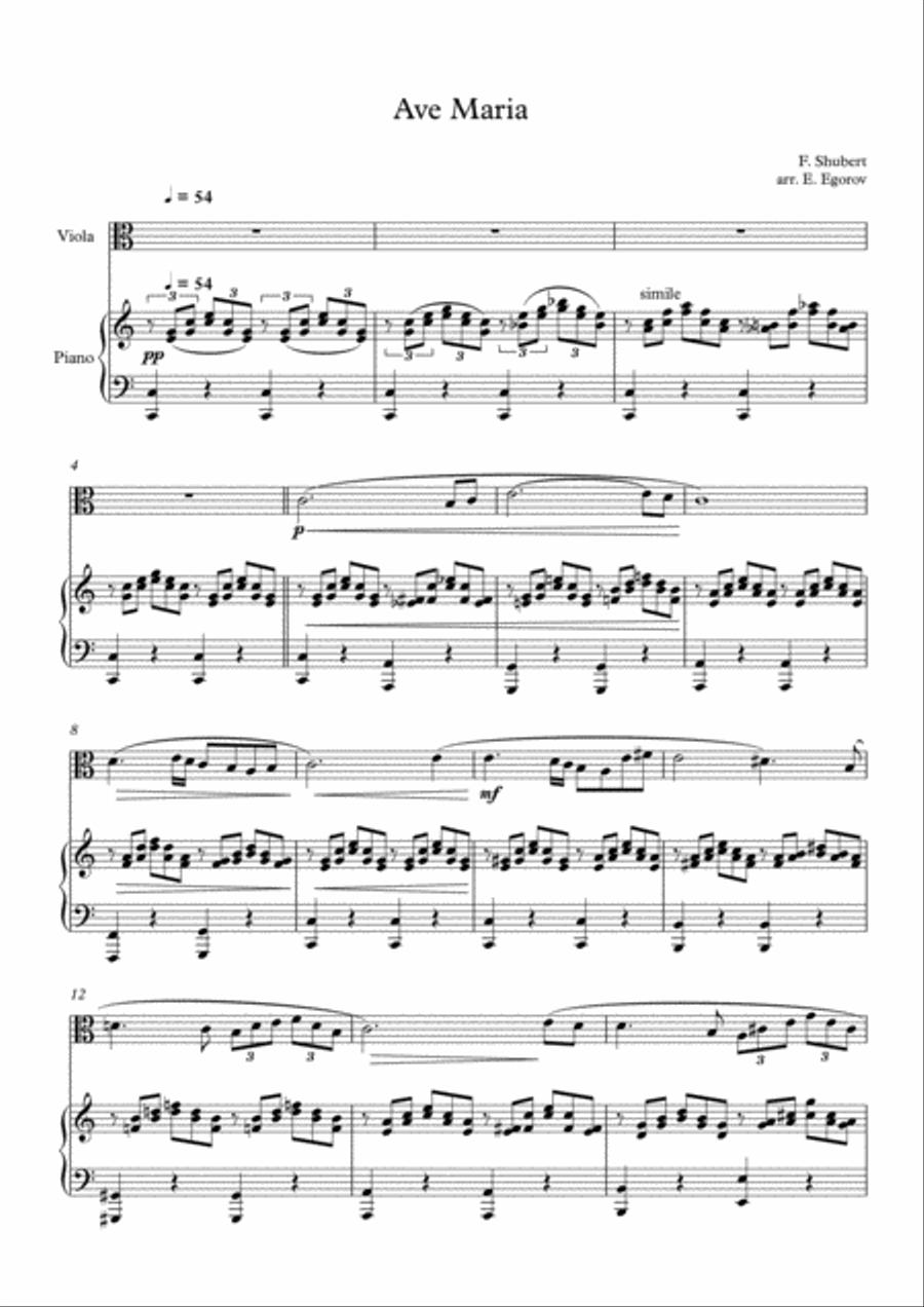 Ave Maria, Franz Schubert, For Viola & Piano Viola scores gallery preview page 2