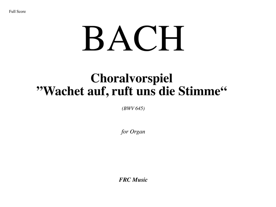 Wachet auf, ruft uns die Stimme - BWV 645 (for Organ) Organ Solo scores gallery preview page 2