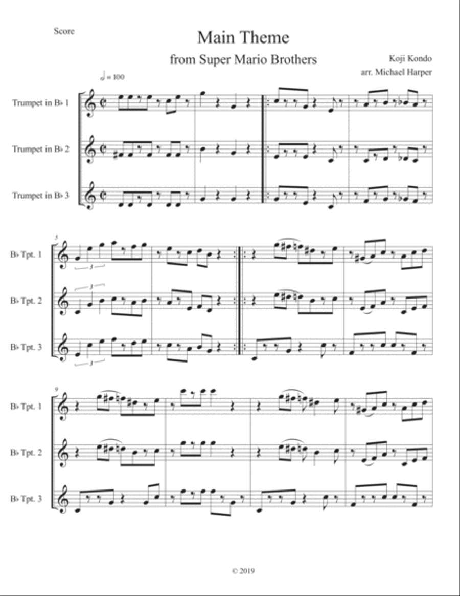 Super Mario Bros. Main Theme Trumpet Solo scores gallery preview page 2