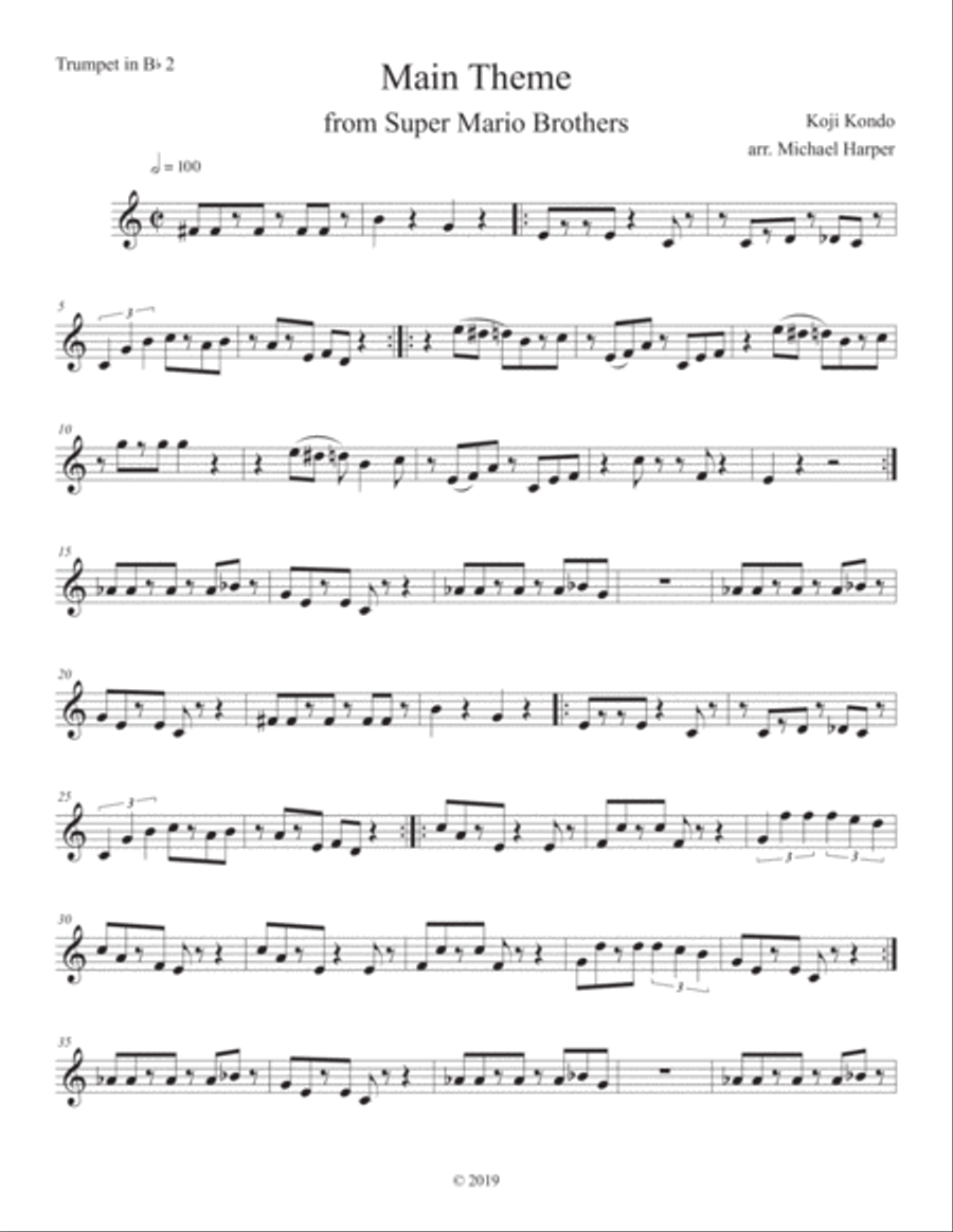 Super Mario Bros. Main Theme Trumpet Solo scores gallery preview page 5