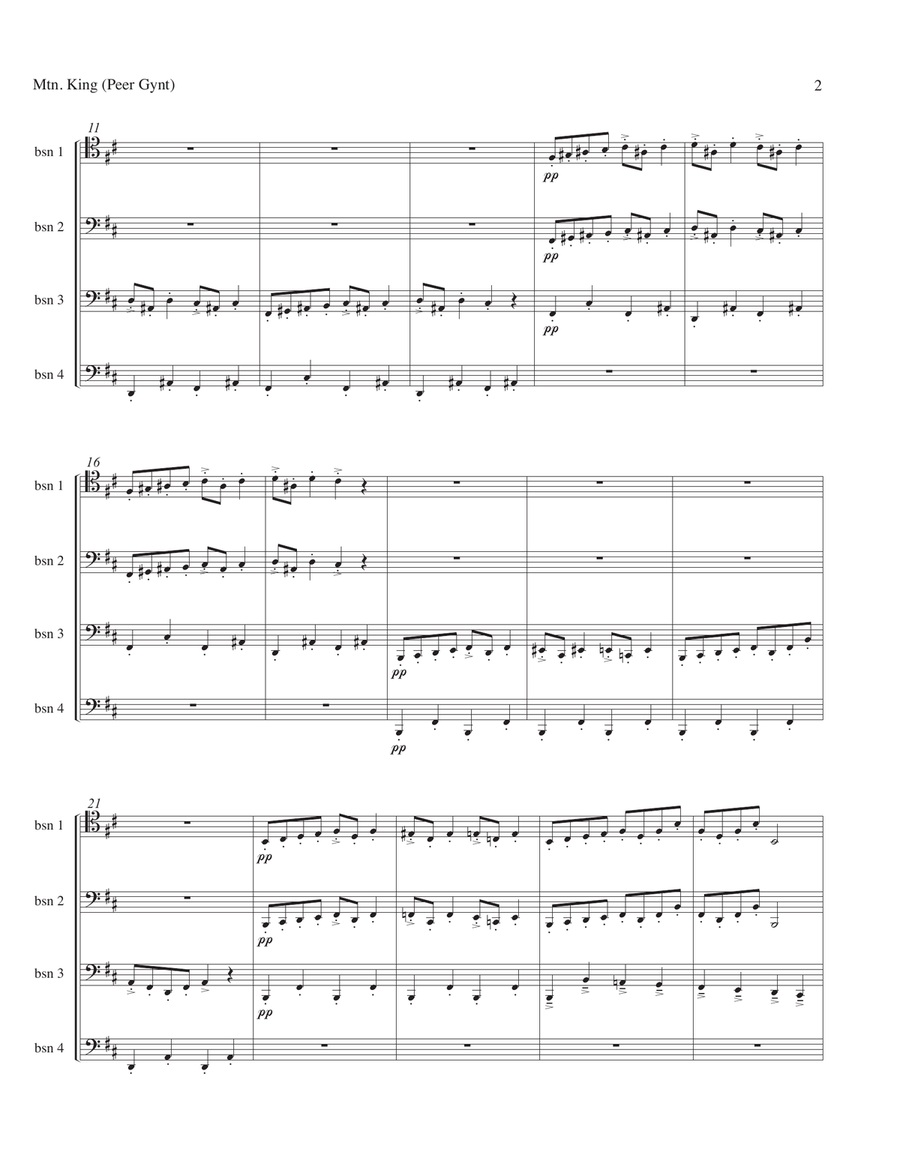 In the Hall of the Mountain King Woodwind Quartet scores gallery preview page 2