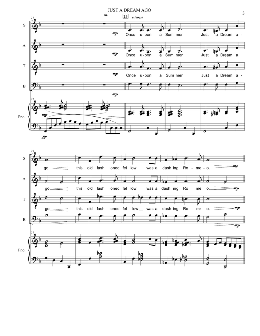 (Once Upon a Summer) Just a Dream Ago - from the musical comedy 