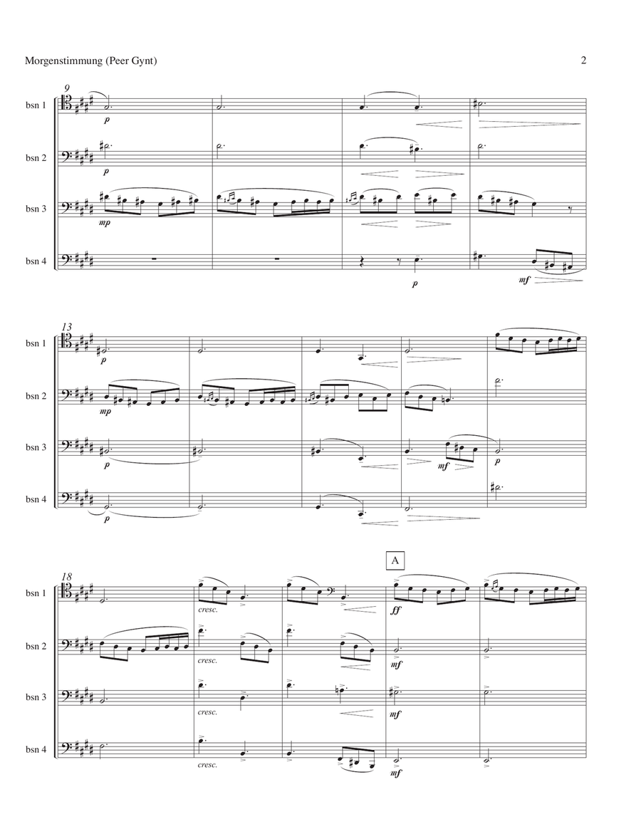 Morgenstimmung (Morning Mood) from Peer Gynt Suite No. 1 Woodwind Quartet scores gallery preview page 2