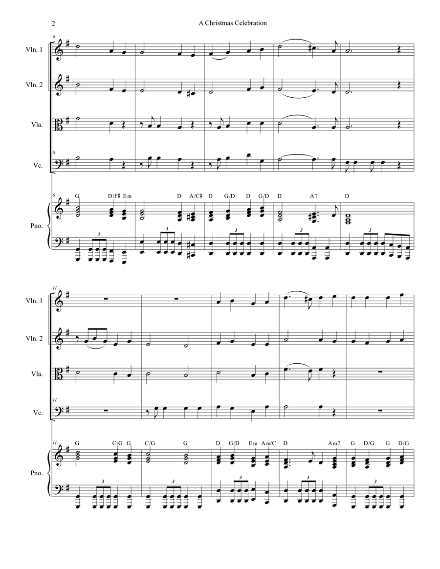 A Christmas Celebration (String Quartet and Piano) A Christmas Celebration (String Quartet and Piano) String Quartet scores gallery preview page 2
