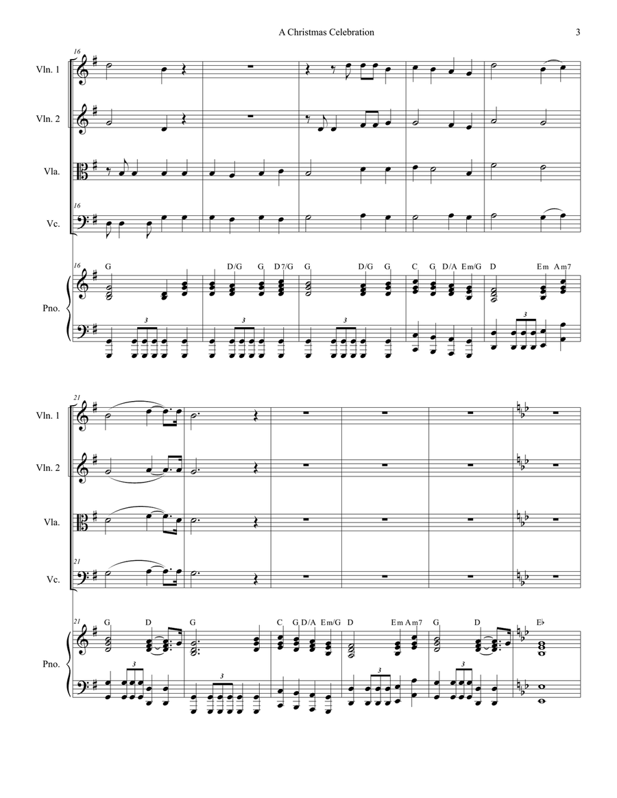A Christmas Celebration (String Quartet and Piano) A Christmas Celebration (String Quartet and Piano) String Quartet scores gallery preview page 3