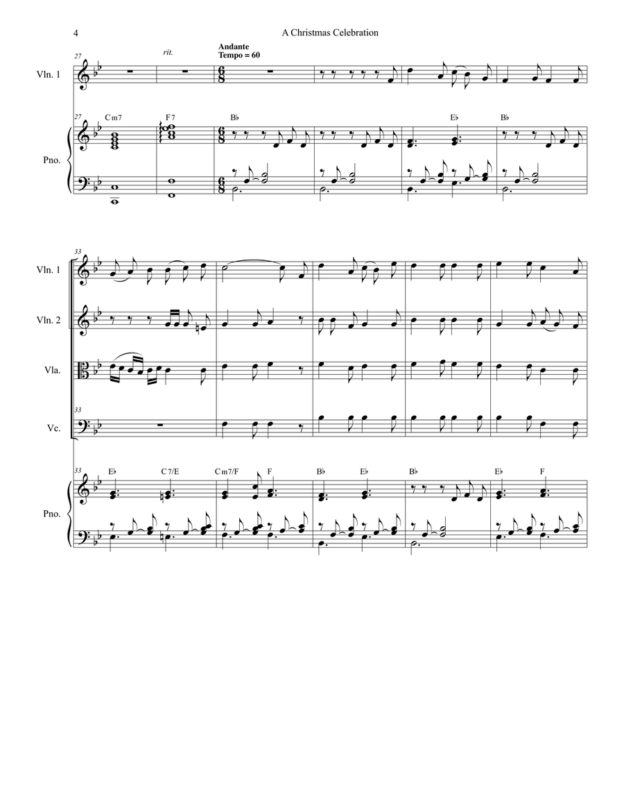 A Christmas Celebration (String Quartet and Piano) A Christmas Celebration (String Quartet and Piano) String Quartet scores gallery preview page 4