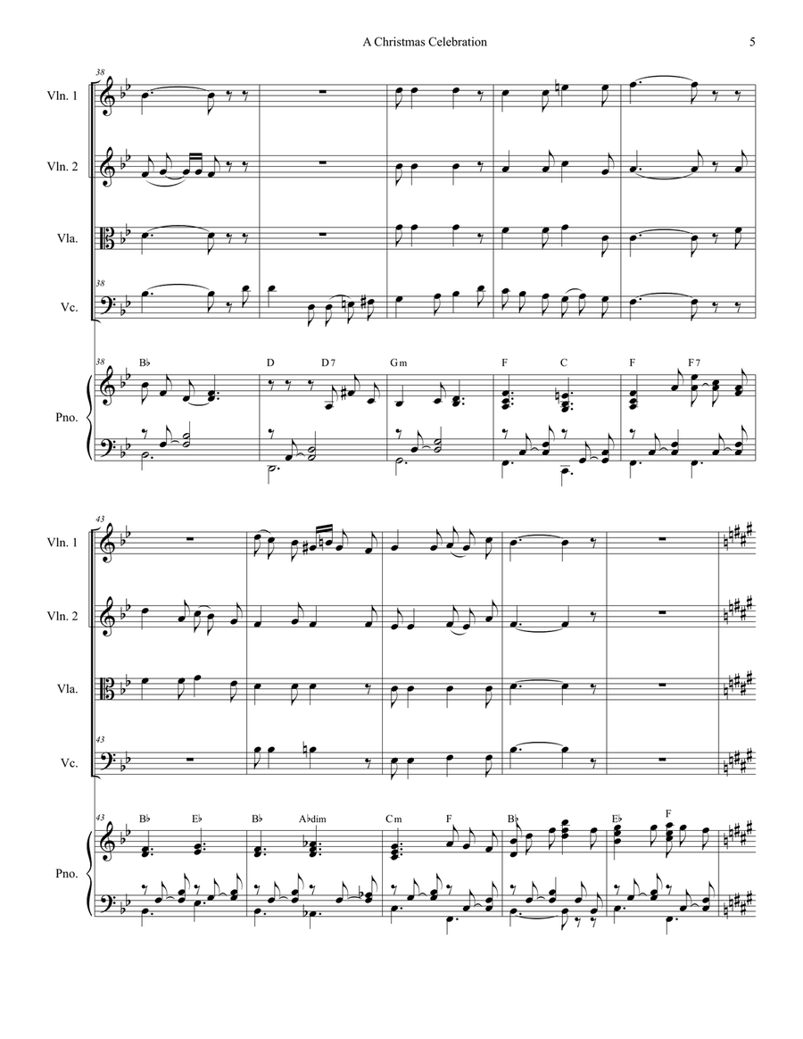 A Christmas Celebration (String Quartet and Piano) A Christmas Celebration (String Quartet and Piano) String Quartet scores gallery preview page 5