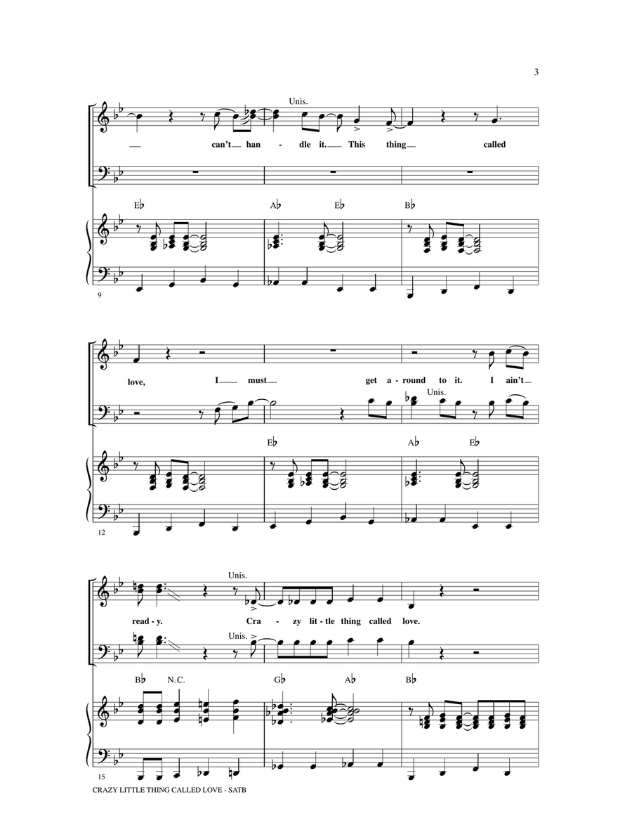 Crazy Little Thing Called Love (arr. Mark Brymer) 4-Part scores gallery preview page 2